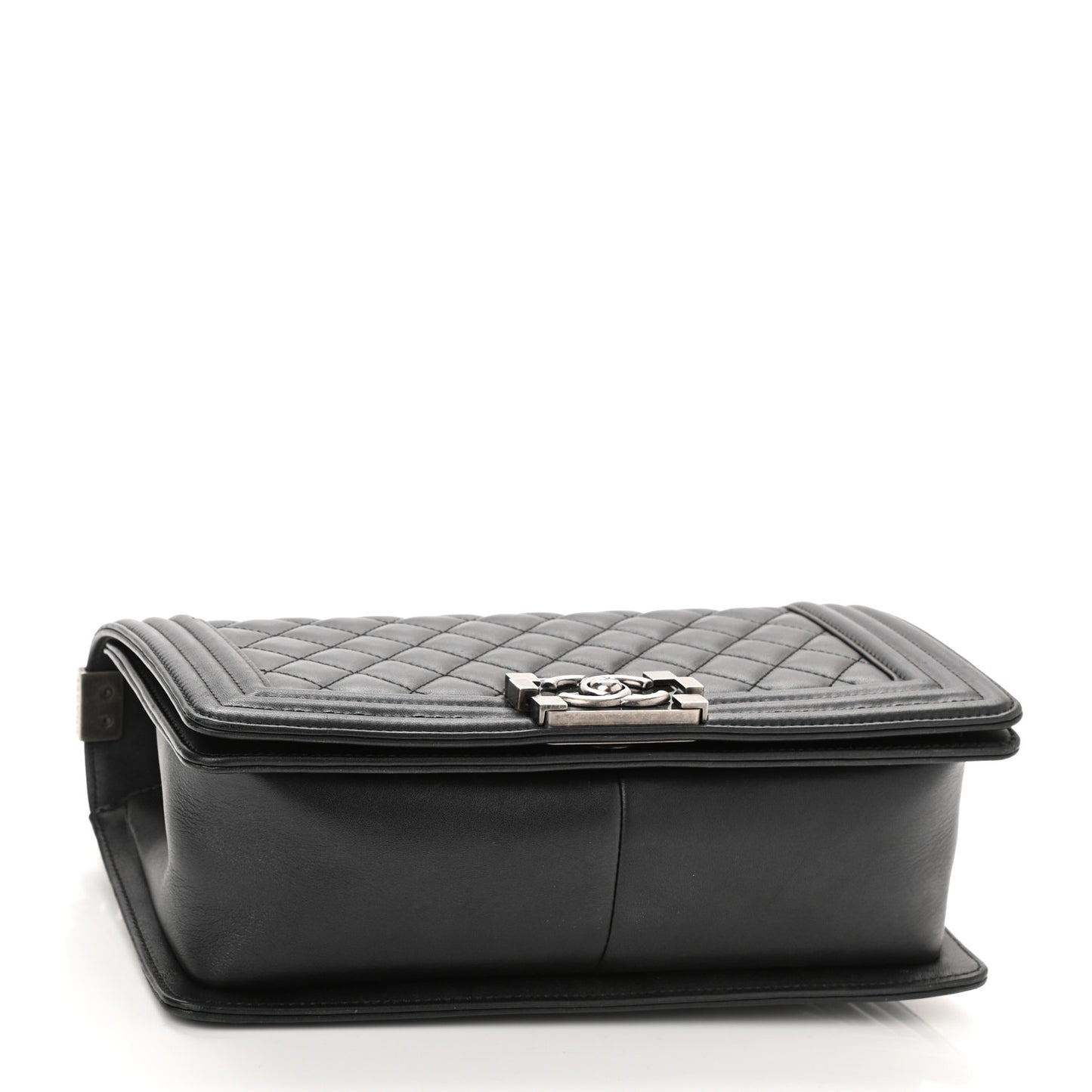 Metallic Calfskin Quilted Medium Boy Flap Black