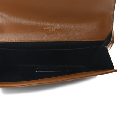 Saint Laurent Grain De Poudre Matelasse Chevron Monogram Cassandre Flap Pouch Natural Dark 5 of 6
