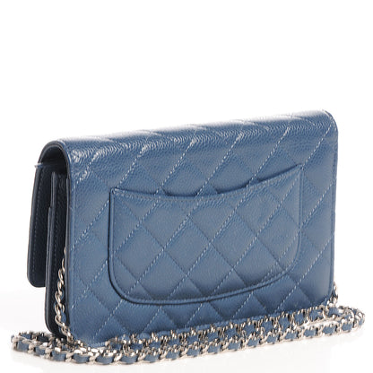 Chanel Caviar Quilted Wallet on Chain WOC Blue 3 of 7