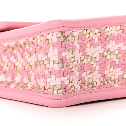 Chanel Metallic Lambskin Viscose Woven Flap Pink Gold 9 of 13