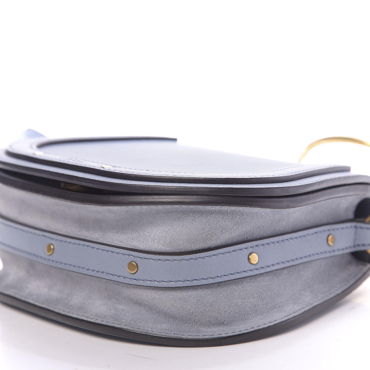 Calfskin Suede Small Nile Bracelet Bag Cloudy Blue
