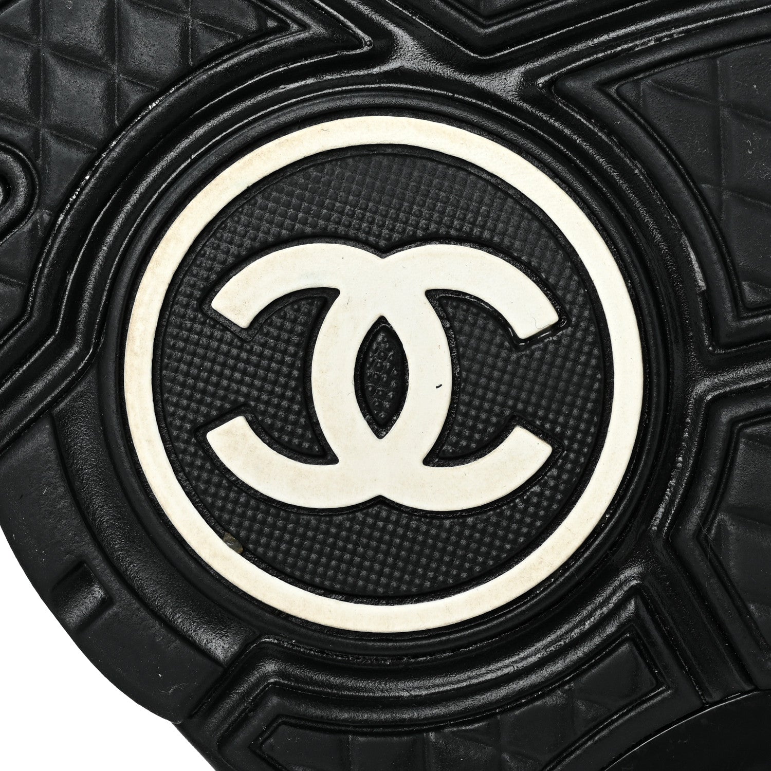 Chanel Mesh Suede Grained Calfskin Womens CC Sneakers 37.5 Black White 6 of 9