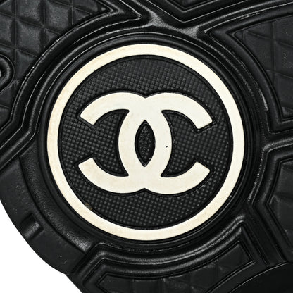 Chanel Mesh Suede Grained Calfskin Womens CC Sneakers 37.5 Black White 6 of 9
