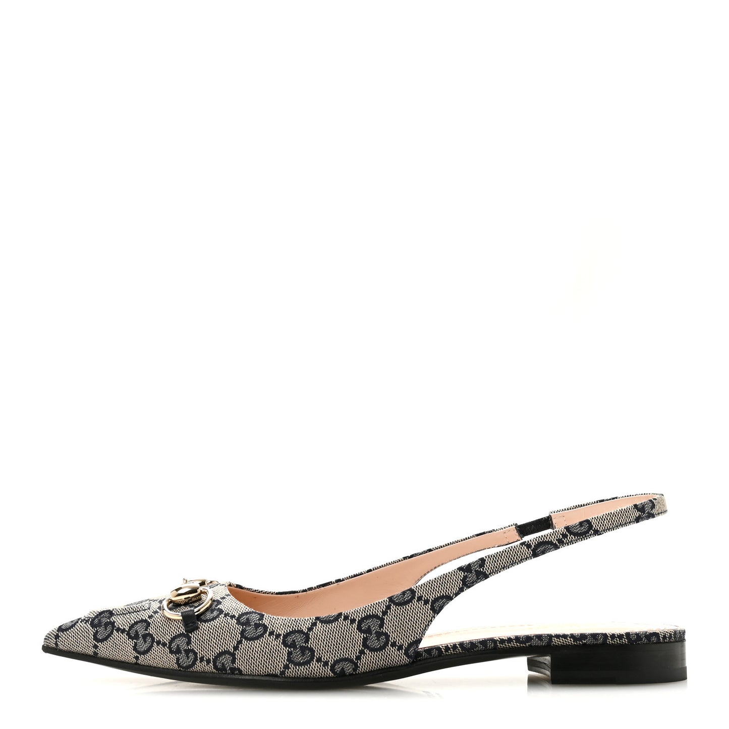 Monogram Horsebit Womens Slingback Ballet Flat 38.5 Beige Blue