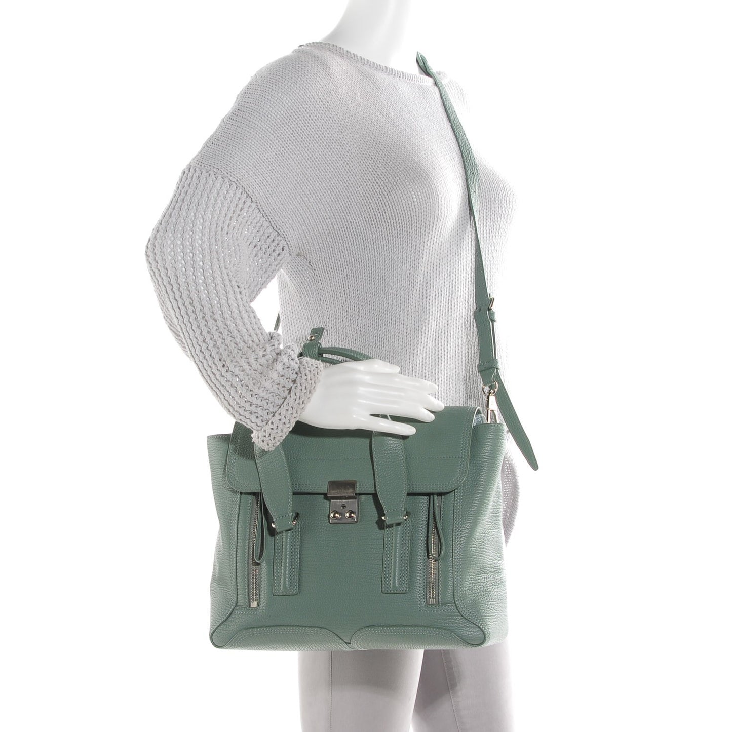 3.1 Textured Calfskin Medium Pashli Satchel Agave