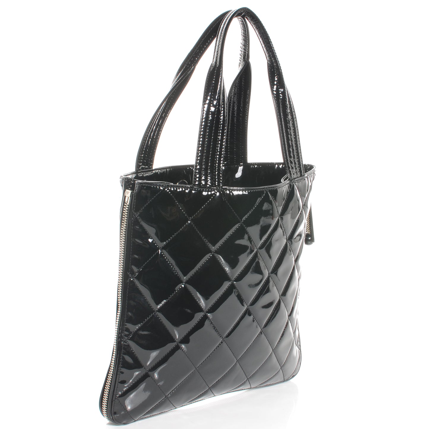 Vinyl Quilted CC Small Expandable Tote Black