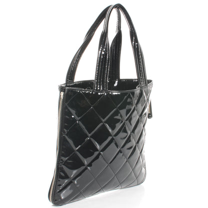 Chanel Vinyl Quilted CC Small Expandable Tote Black 3 of 7
