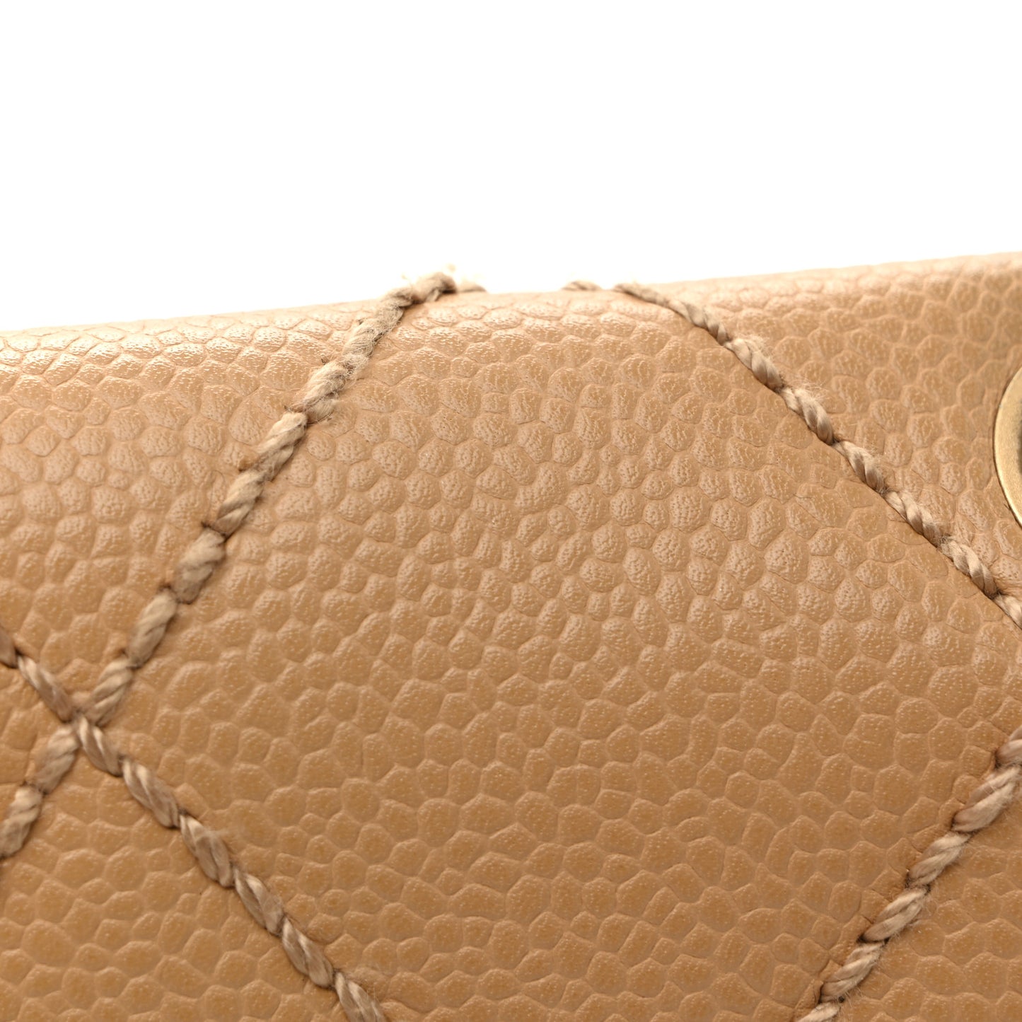 Caviar Quilted Wild Stitch Medium Single Flap Beige