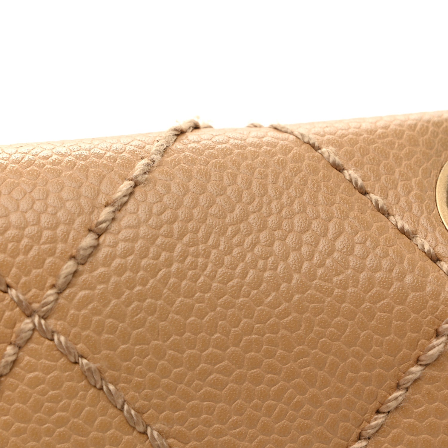 Chanel Caviar Quilted Wild Stitch Medium Single Flap Beige 12 of 13