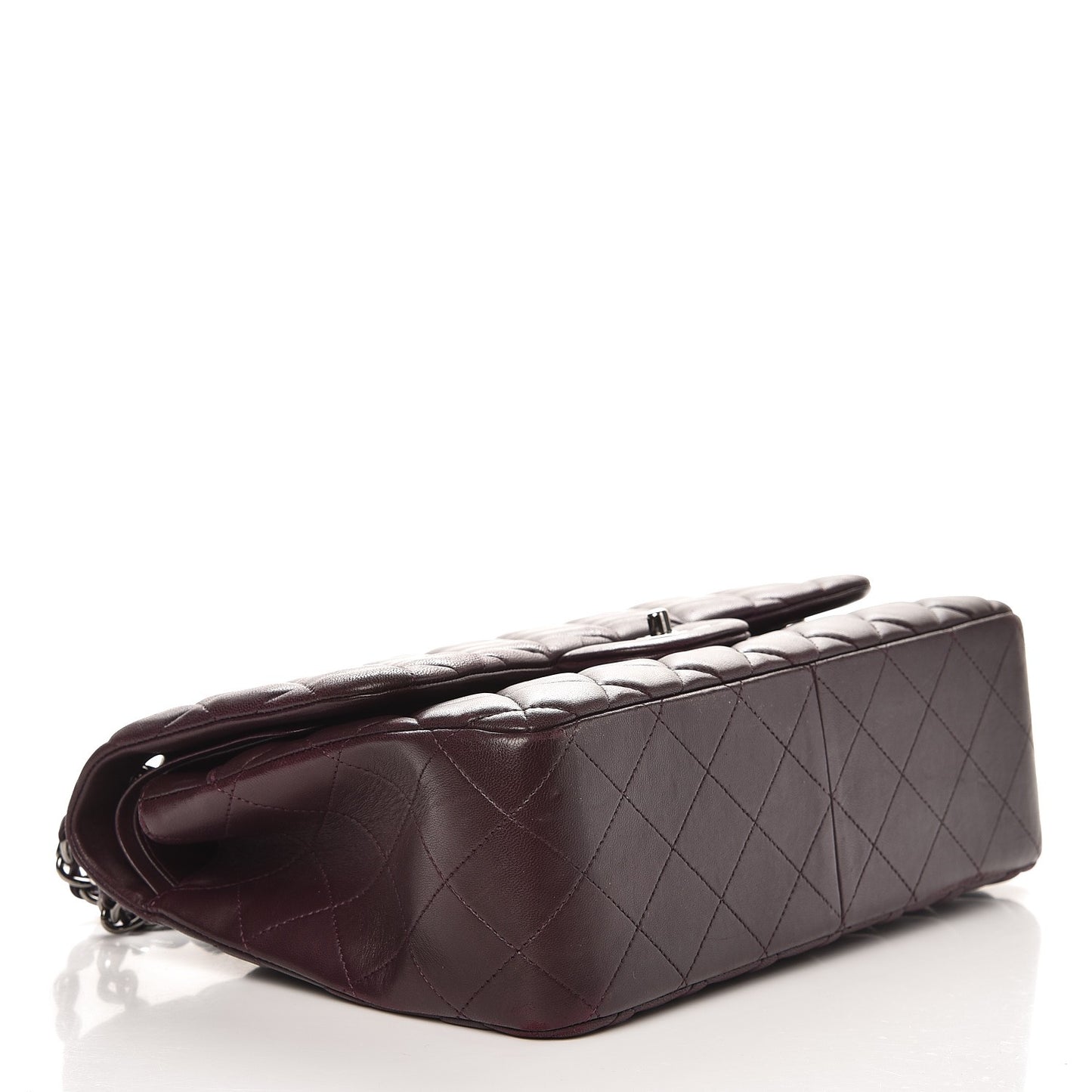 Lambskin Quilted Jumbo Double Flap Dark Purple