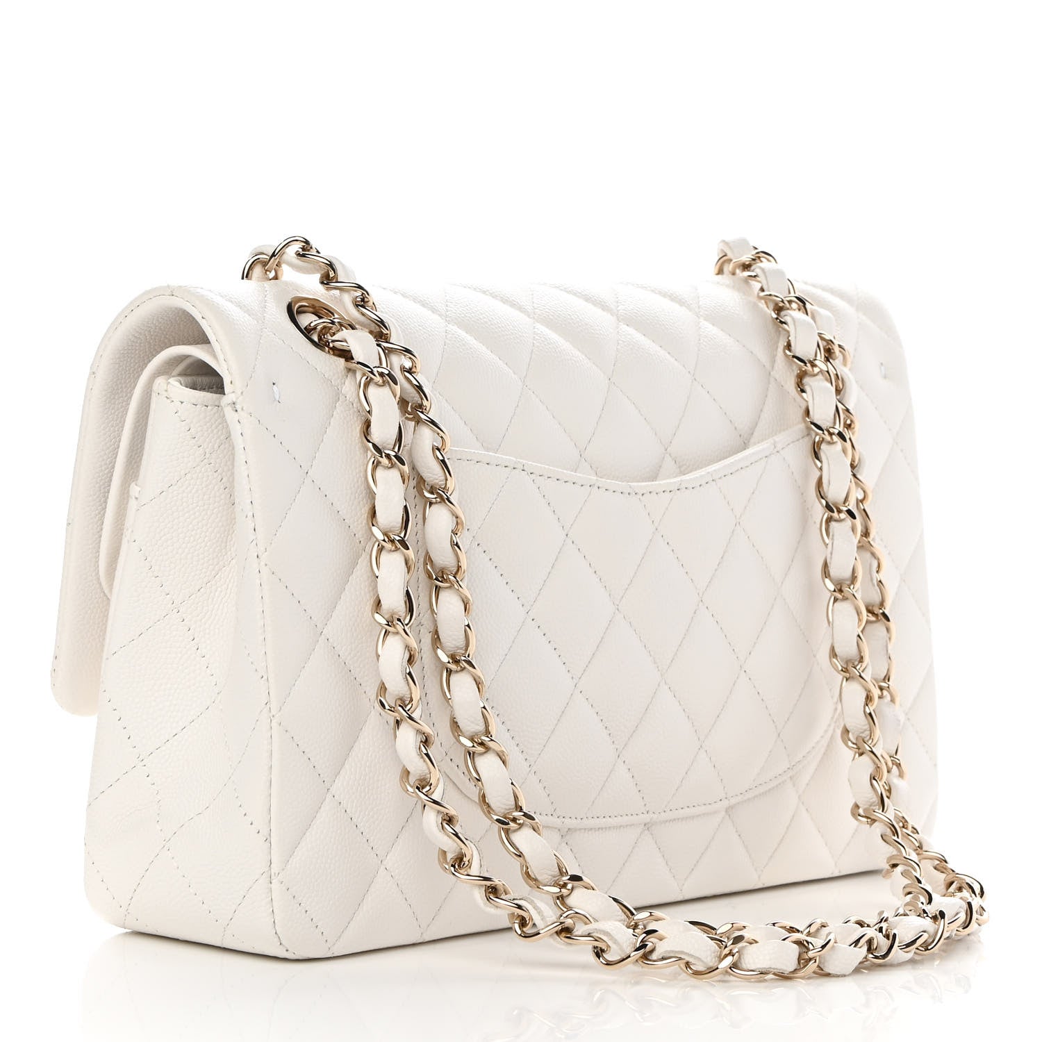 Chanel Caviar Quilted Medium Double Flap White 3 of 12