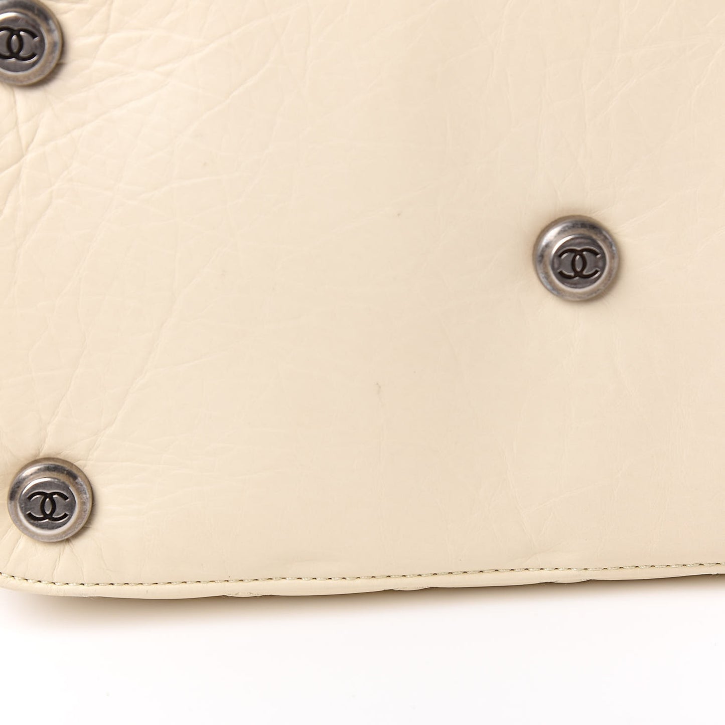 Distressed Lambskin Quilted Paris New York PNY Medium Travel Bag Ivory