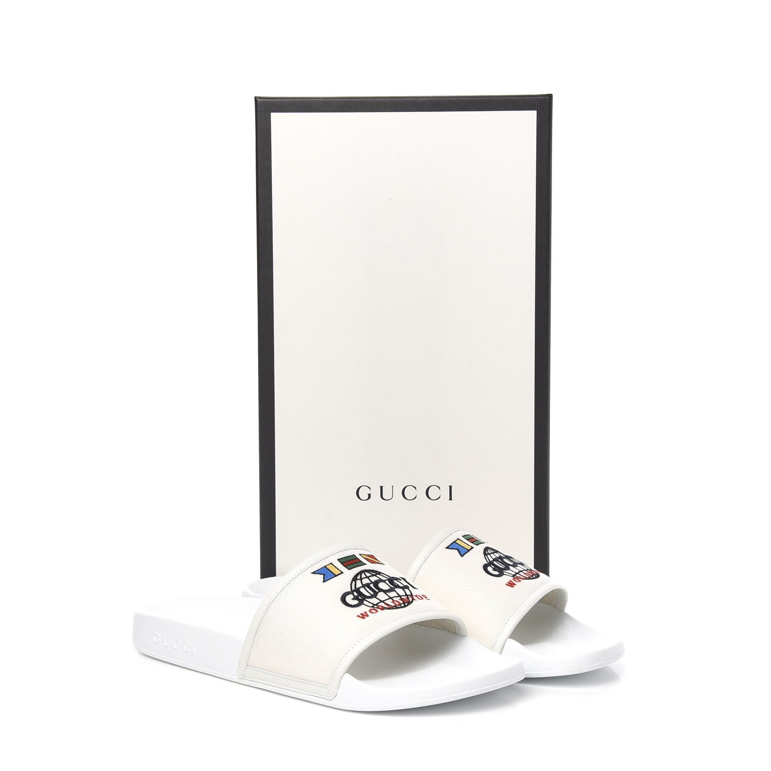Gucci Canvas Worldwide Mens Pursuit Slide Sandals 10 White 8 of 8