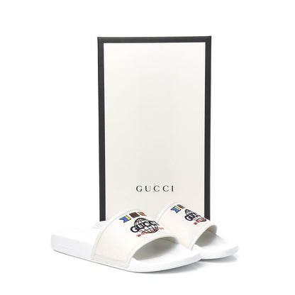 Gucci Canvas Worldwide Mens Pursuit Slide Sandals 10 White 8 of 8