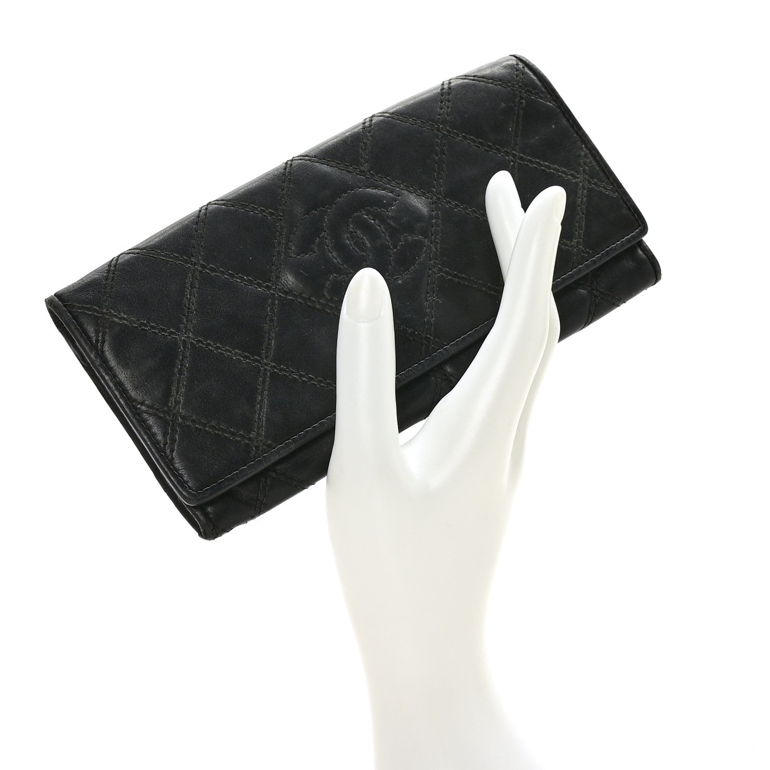 Chanel Lambskin Quilted Large Diamond CC Flap Wallet Black 2 of 9
