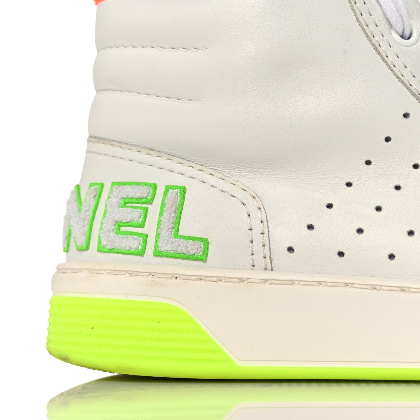 Calfskin Womens Logo High Top Sneakers 36.5 White Multicolor