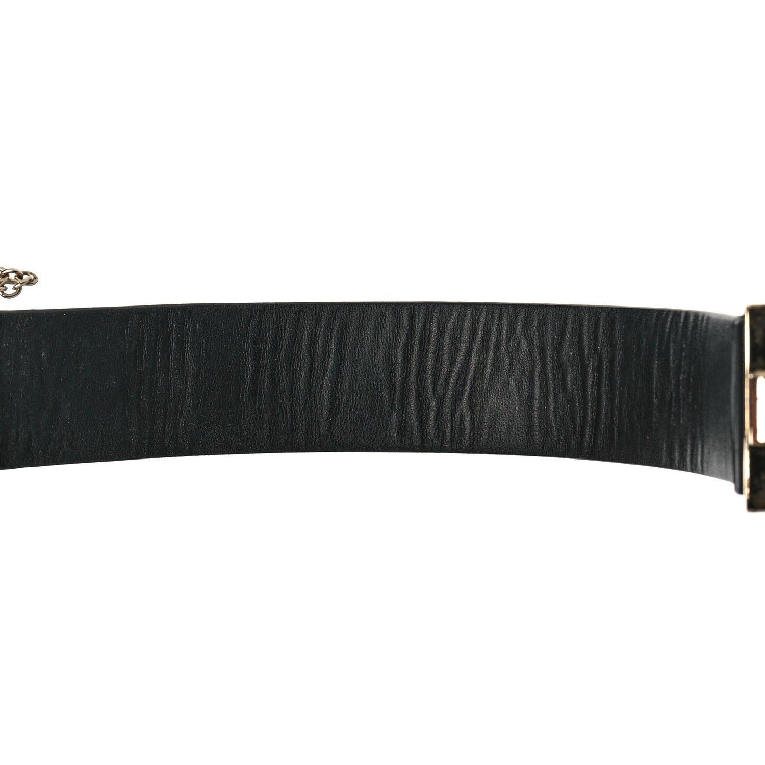 Chanel Calfskin Logo Cuff Bracelet M Black Gold 6 of 9