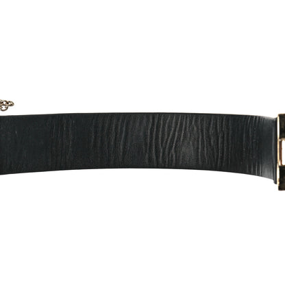 Chanel Calfskin Logo Cuff Bracelet M Black Gold 6 of 9