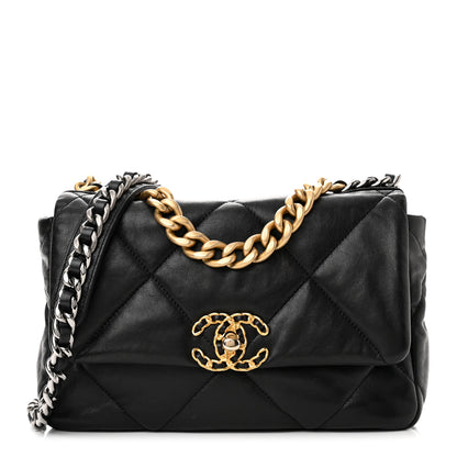 Chanel Shiny Goatskin Quilted Medium Chanel 19 Flap Black 1 of 9