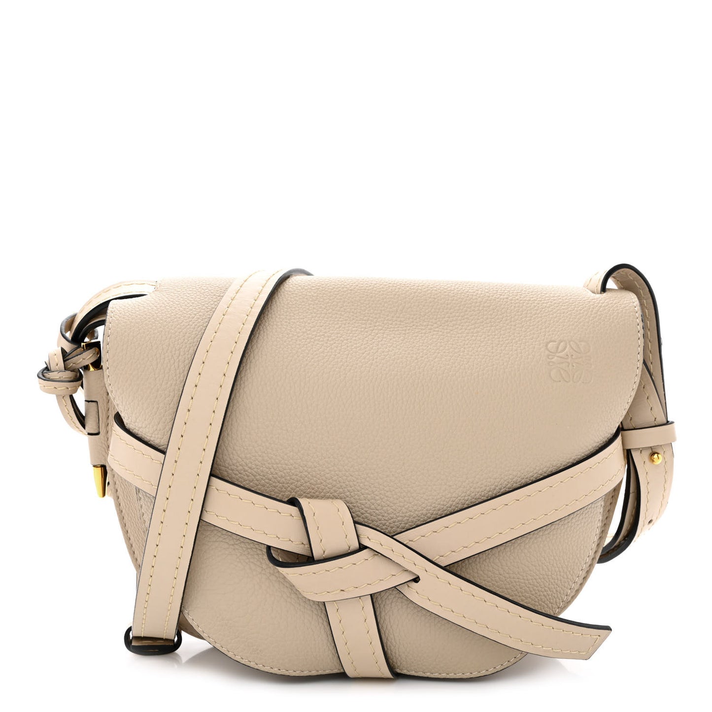 Grained Calfskin Small Gate Crossbody Bag Light Oat