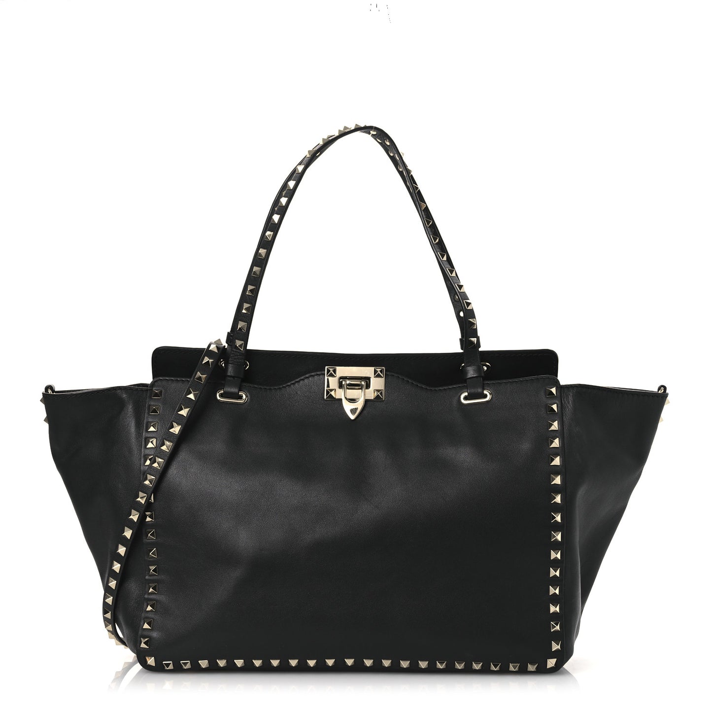 Vitello Medium Rockstud Tote Black