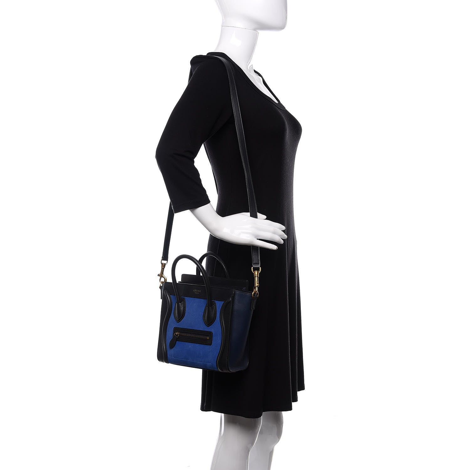 Celine Smooth Calfskin Nubuck Nano Tri-Color Luggage Bright Blue 2 of 10