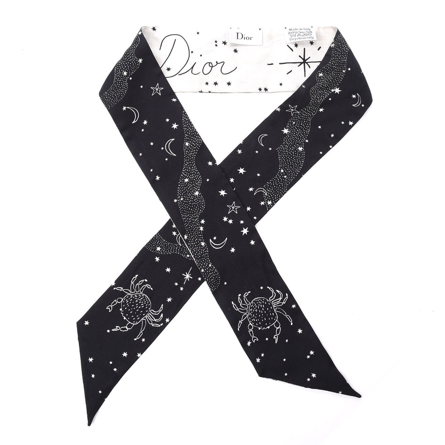 Silk Zodiac Cancer Mitzah Scarf Black