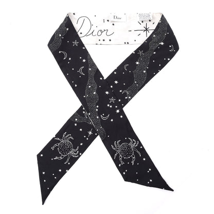 Christian Dior Silk Zodiac Cancer Mitzah Scarf Black 1 of 4