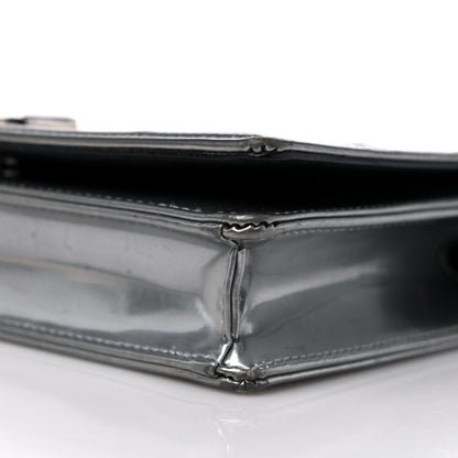 Christian Dior Metallic Patent Micro-Cannage Diorama Wallet on Chain Pouch Silver 8 of 12
