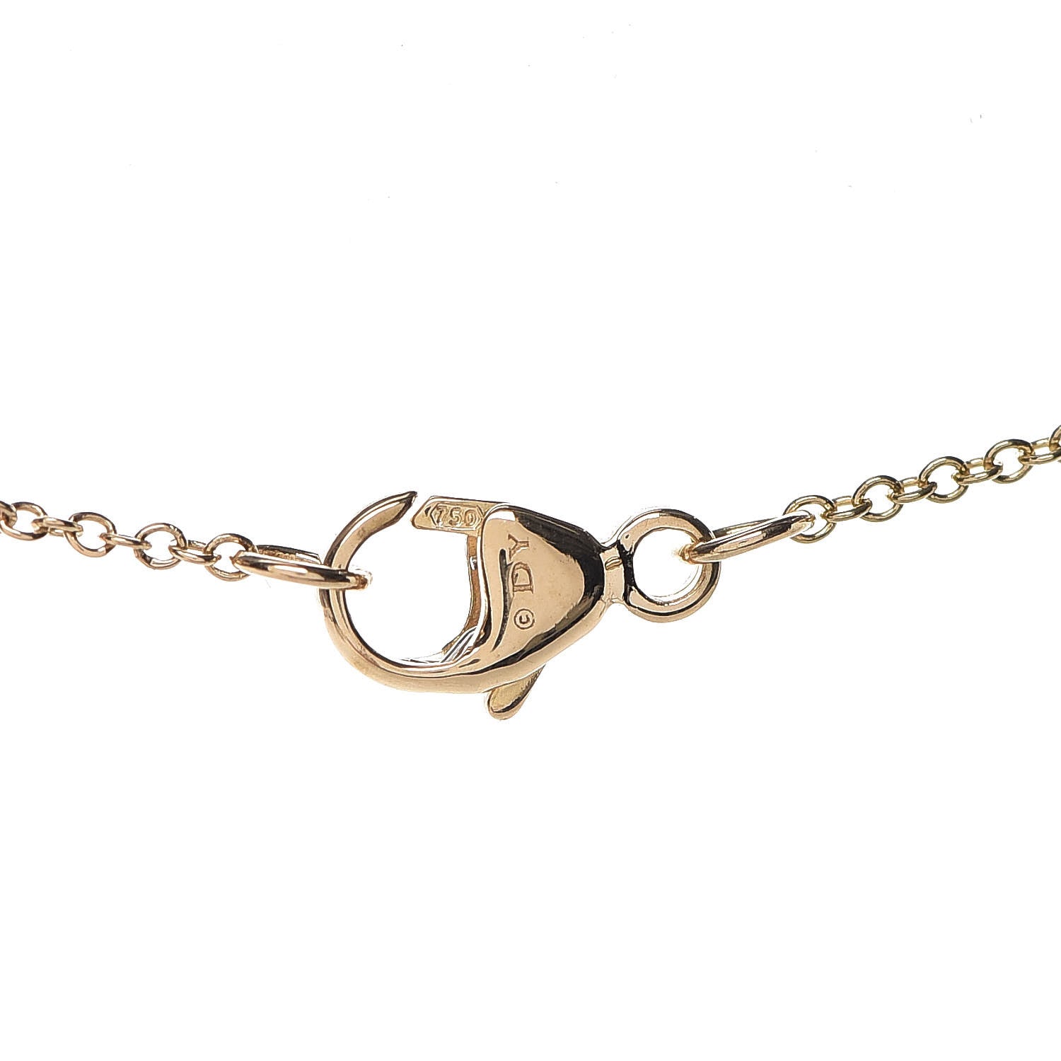 David Yurman 18K Yellow Gold Diamond Initial R Charm Necklace 5 of 6