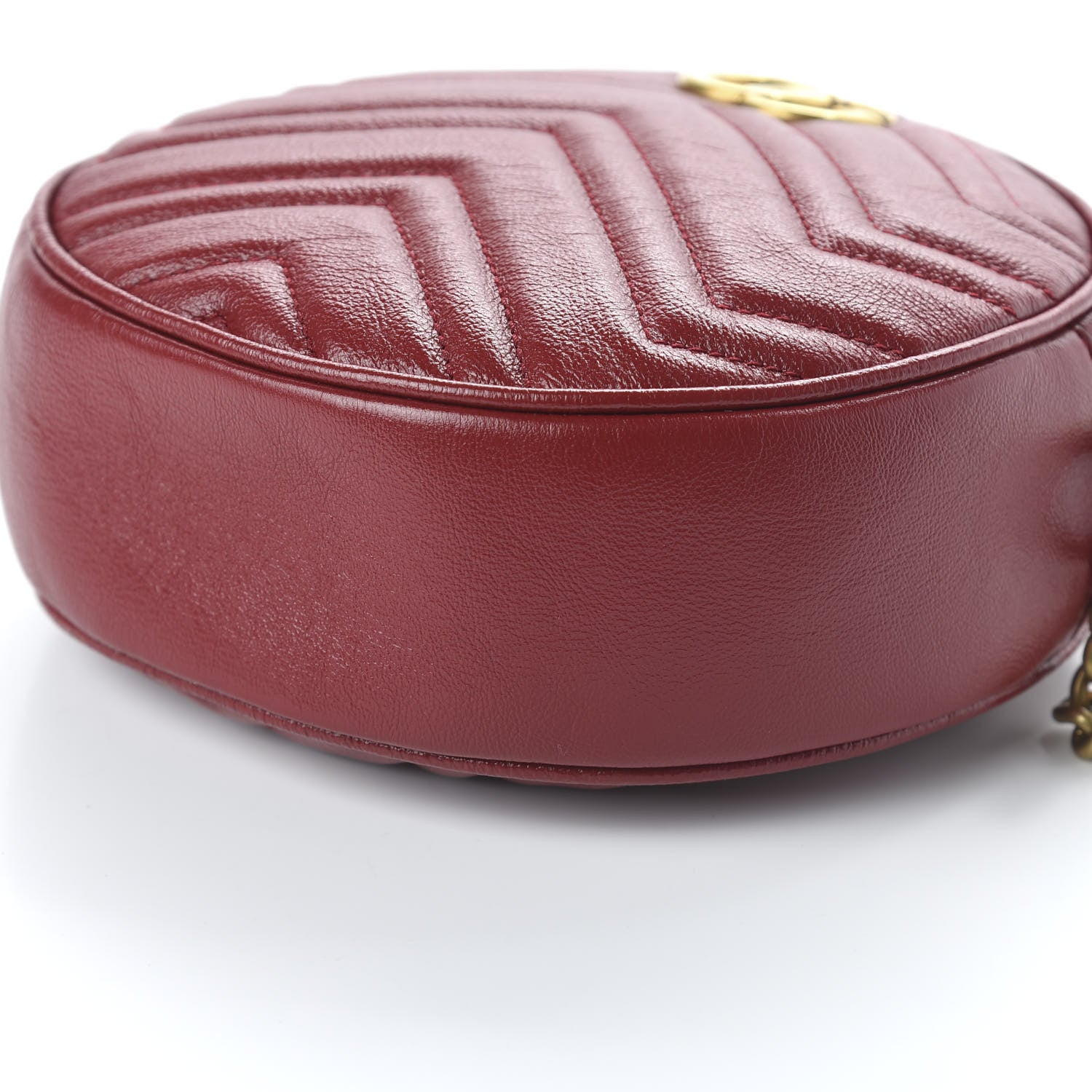 Gucci Glazed Calfskin Matelasse Heart Mini GG Marmont Round Shoulder Bag Romantic Cerise 7 of 10