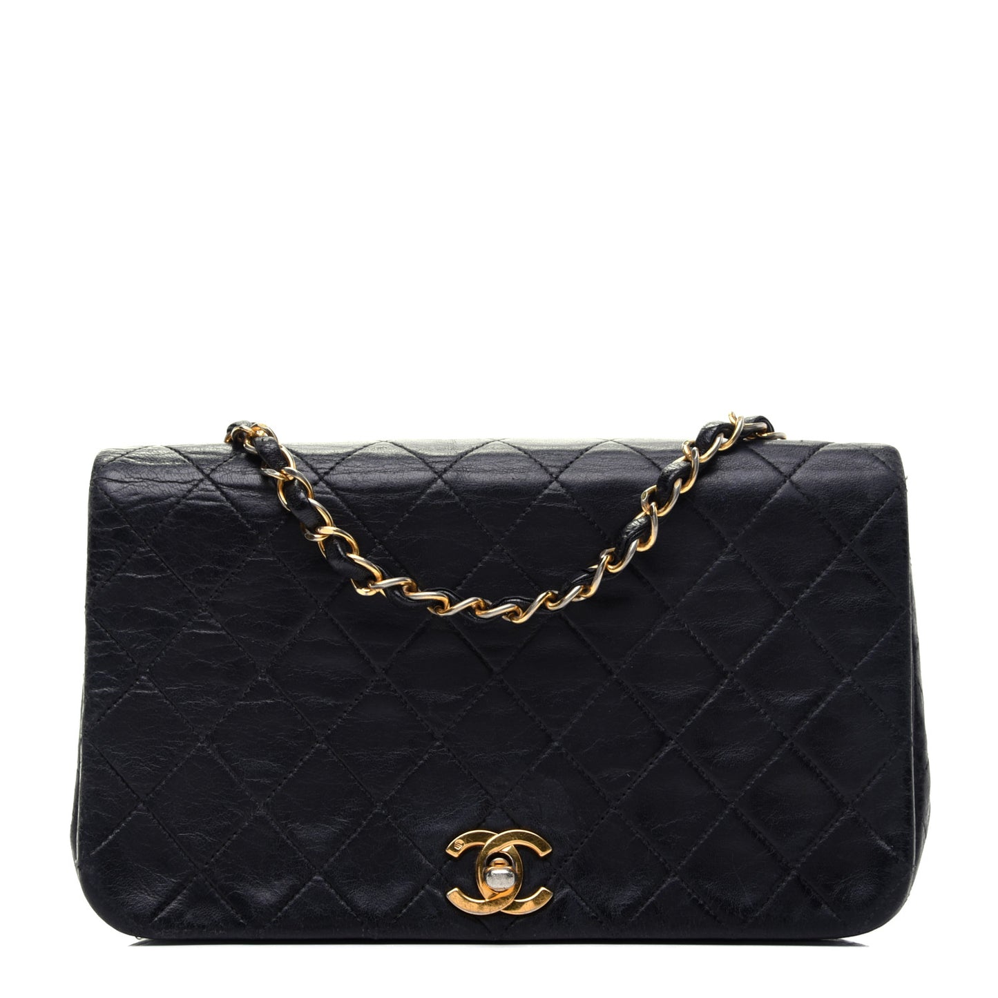 Lambskin Quilted Small Single Flap Black