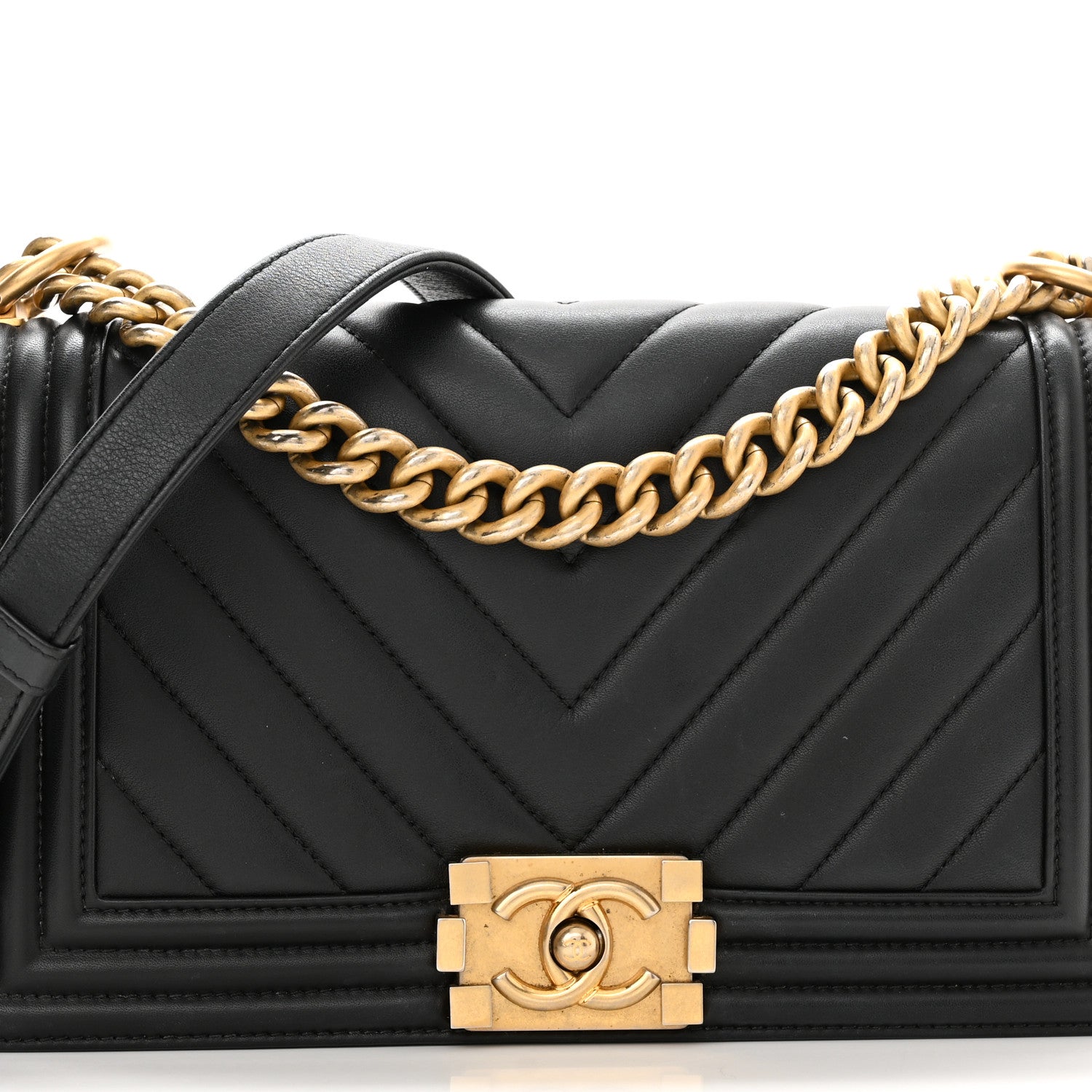 Chanel Calfskin Chevron Quilted Medium Boy Flap Black 8 of 12