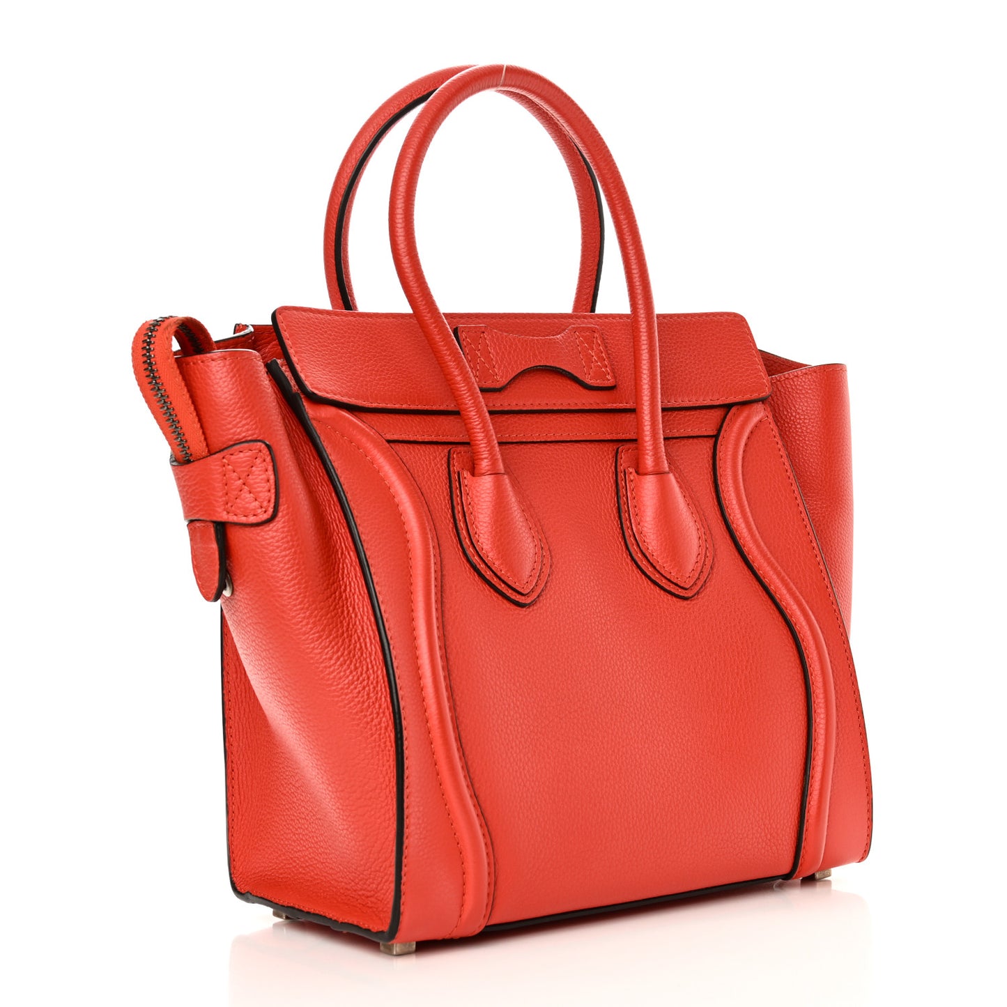 Pebbled Calfskin Micro Luggage Vermillion
