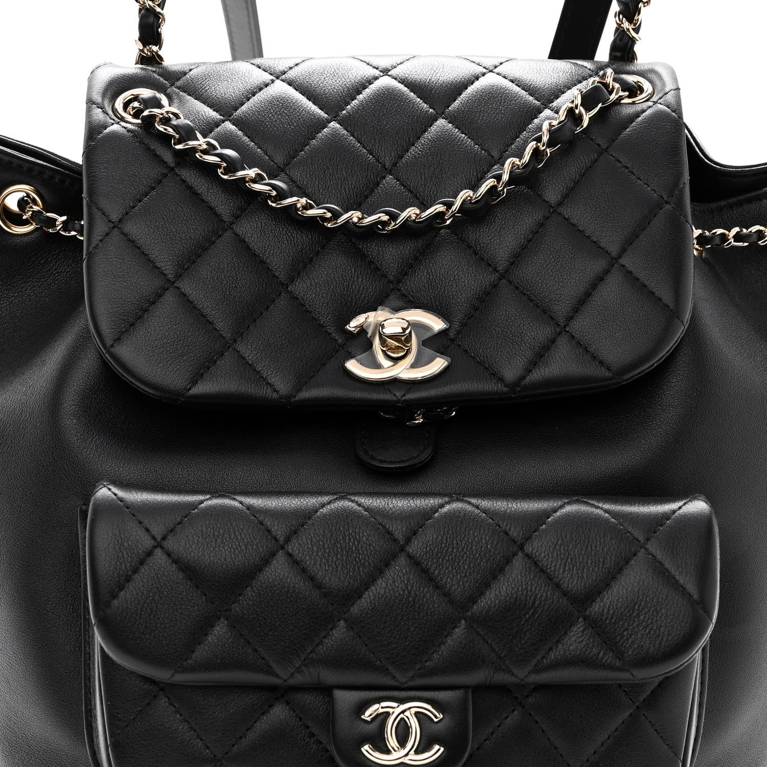 Chanel Lambskin Quilted Large Duma Drawstring Backpack Black 8 of 10