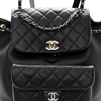 Chanel Lambskin Quilted Large Duma Drawstring Backpack Black 8 of 10