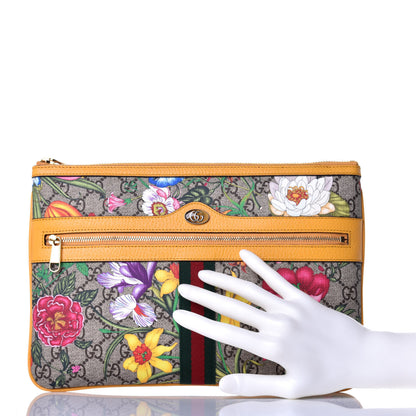 Gucci GG Supreme Monogram Flora Large Ophidia Pouch Clutch Beige Multicolor Crop 2 of 8