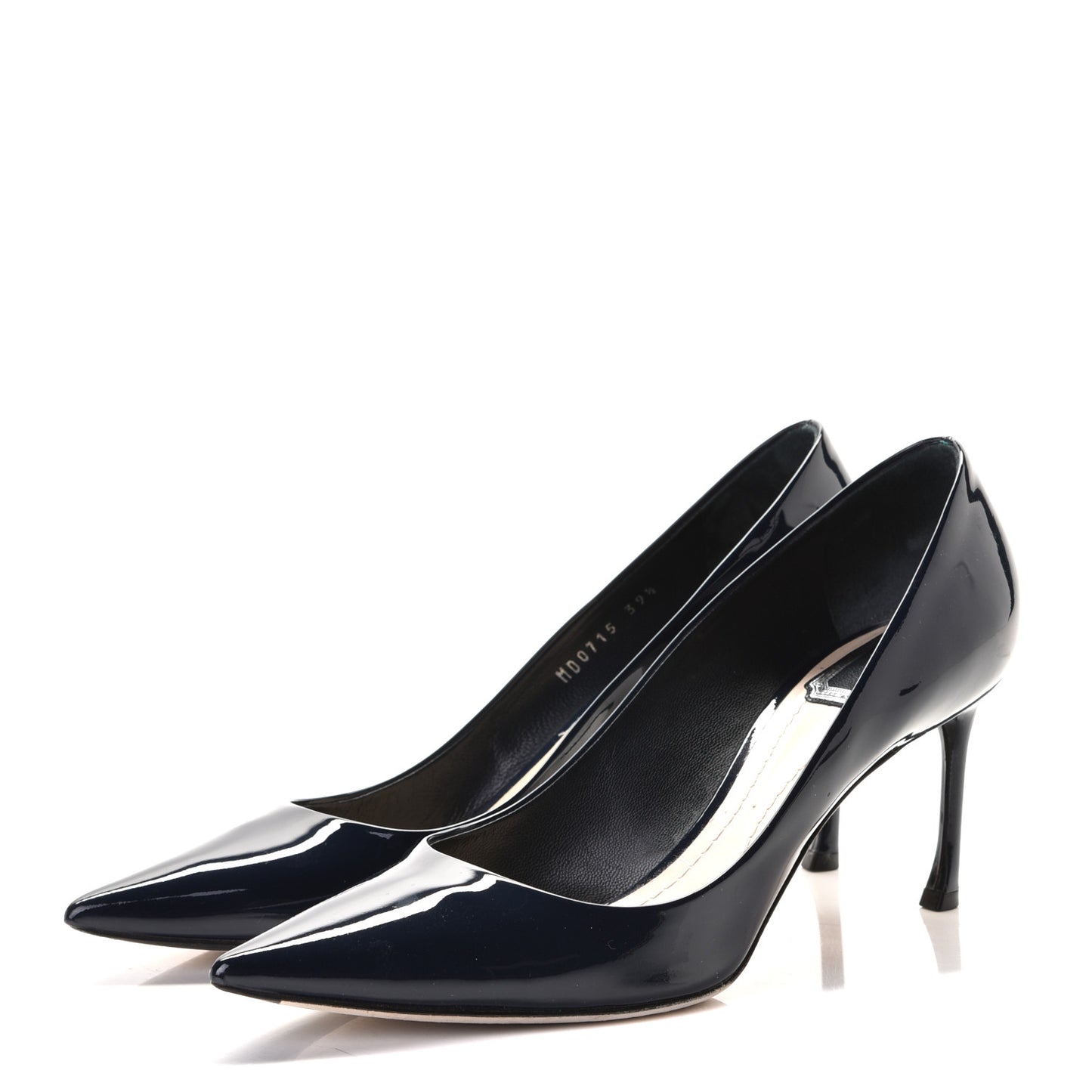 Patent Dioressence Pointed Toe 70mm Pumps 39.5 Marine