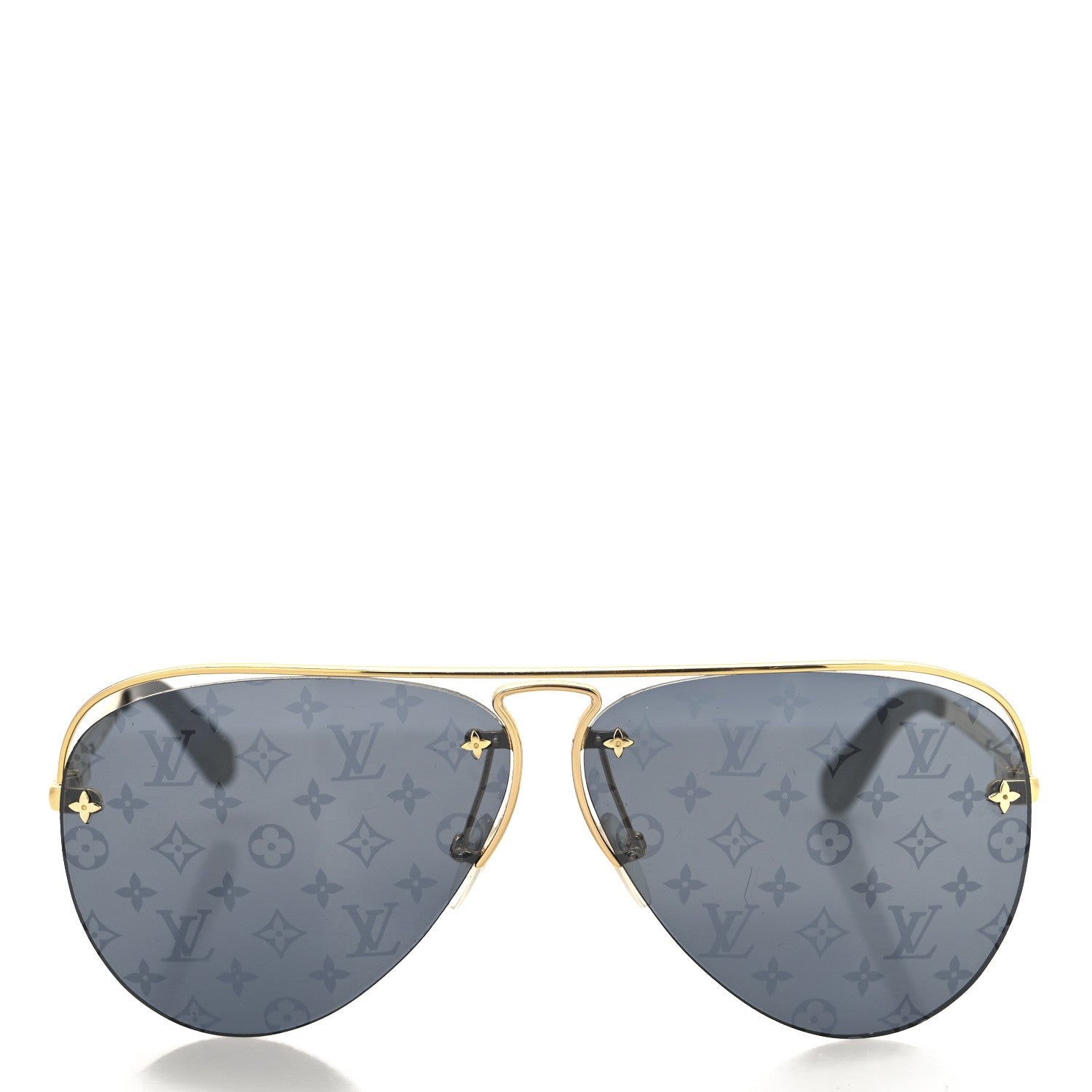 Louis Vuitton Metal Monogram Grease Sunglasses Z1172W Gold 2 of 6