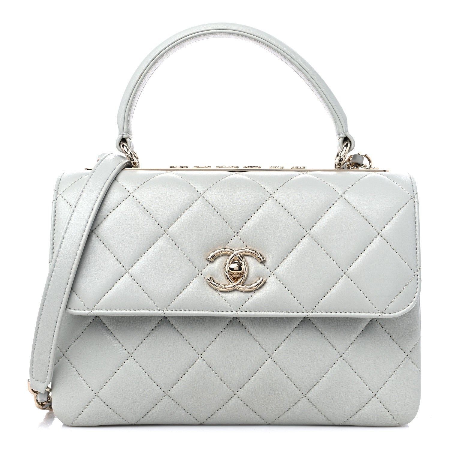 Chanel Lambskin Quilted Small Trendy CC Flap Dual Handle Bag Light Grey 1 of 8