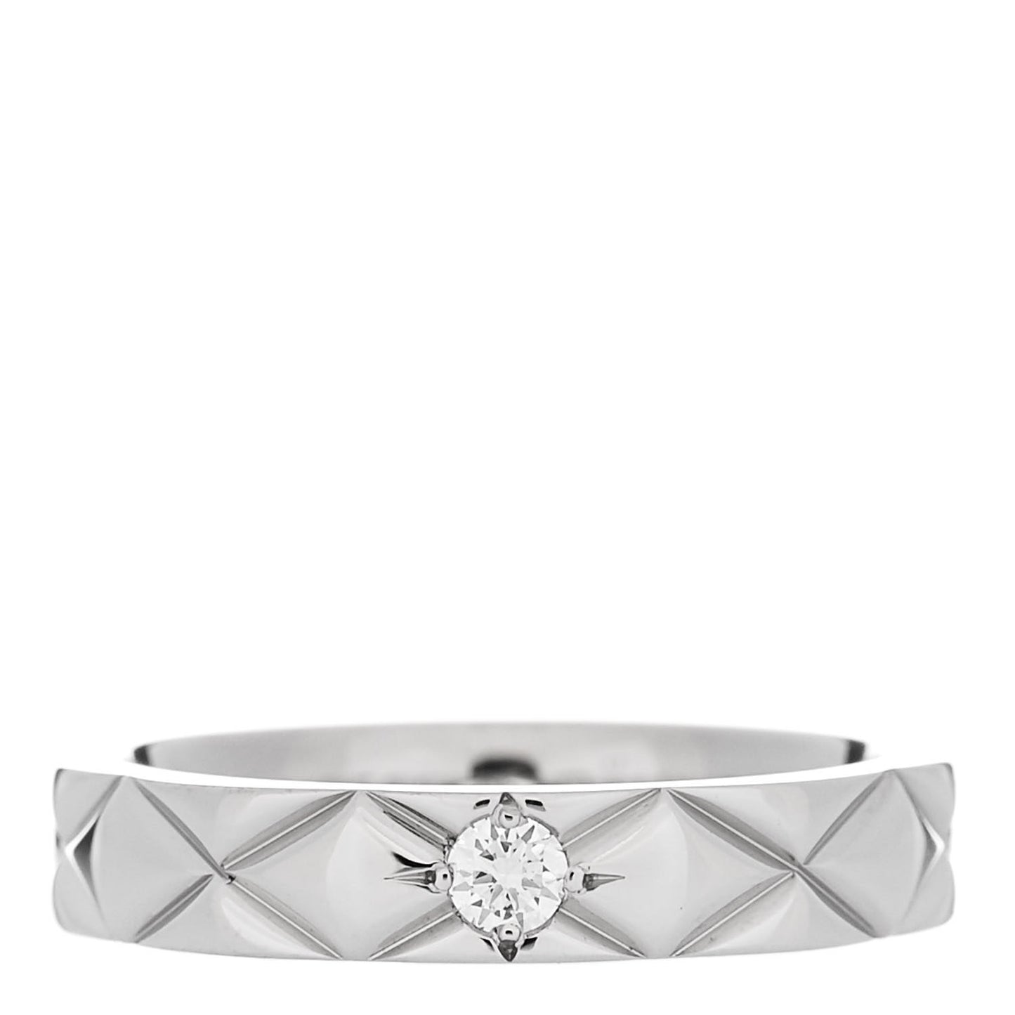 Platinum Diamond Small Matelasse Solitaire Ring 45 3.25