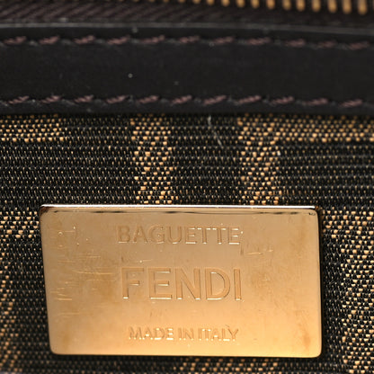 Fendi Fabric Jacquard FF 1974 Medium Baguette Tobacco Moro Black 6 of 10