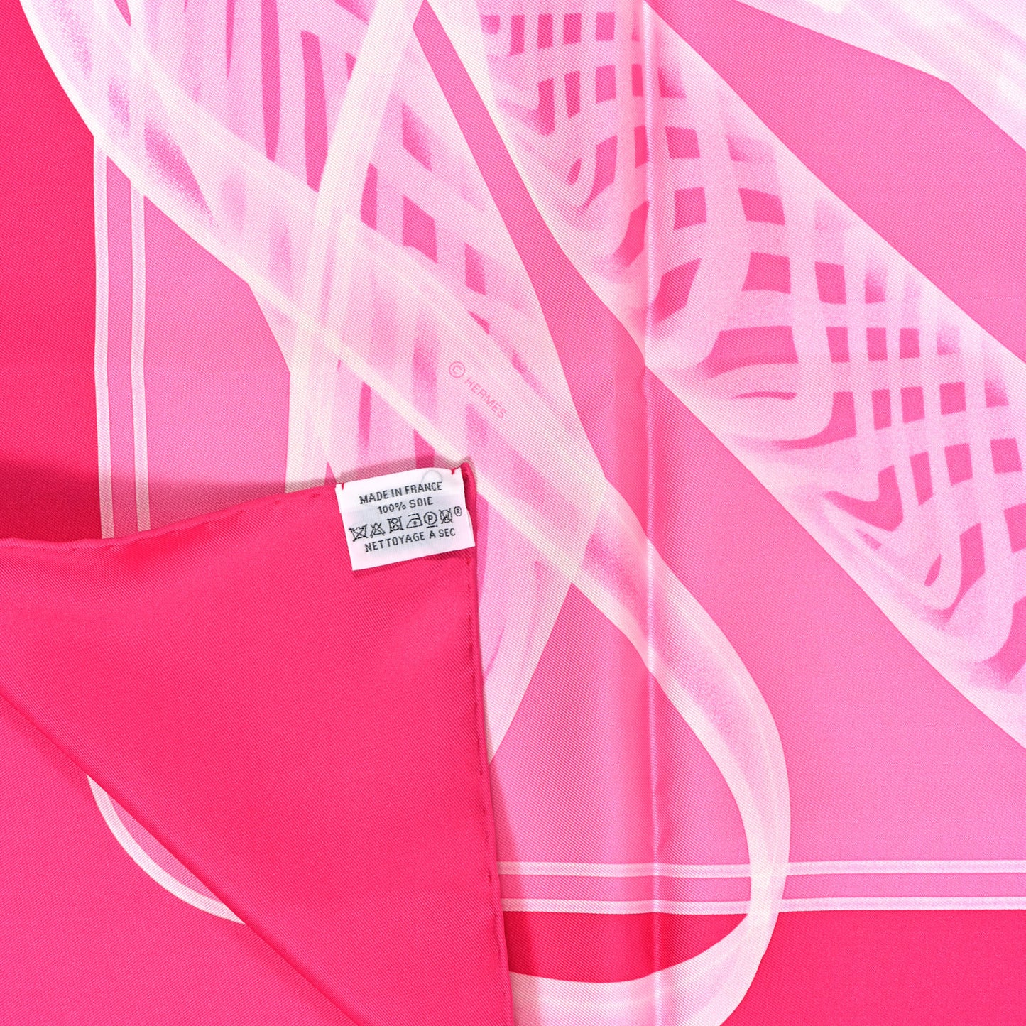 Silk Please Check In Scarf 90 Rose Vif Rose Bonbon