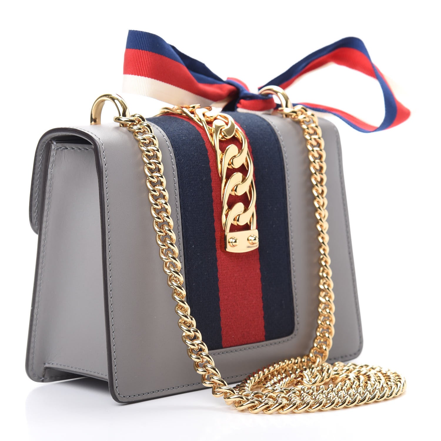 Gucci Calfskin Mini Sylvie Chain Shoulder Bag Deep Grey 3 of 10