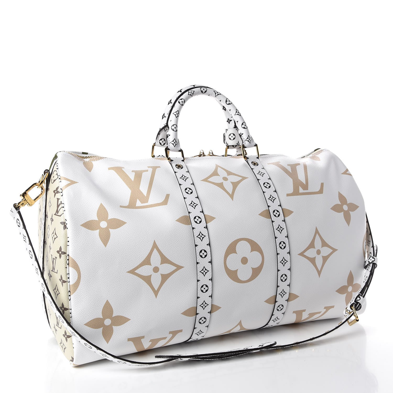 Louis Vuitton Monogram Giant Keepall Bandouliere 50 Kaki Beige 4 of 10