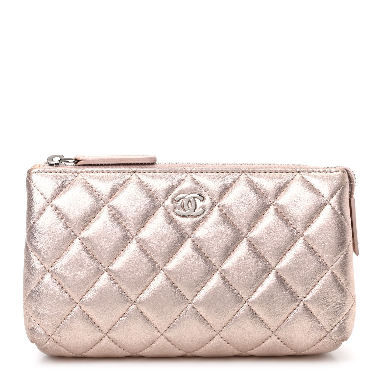 Chanel Metallic Lambskin Quilted Cosmetic Pouch Light Gold 1 of 11