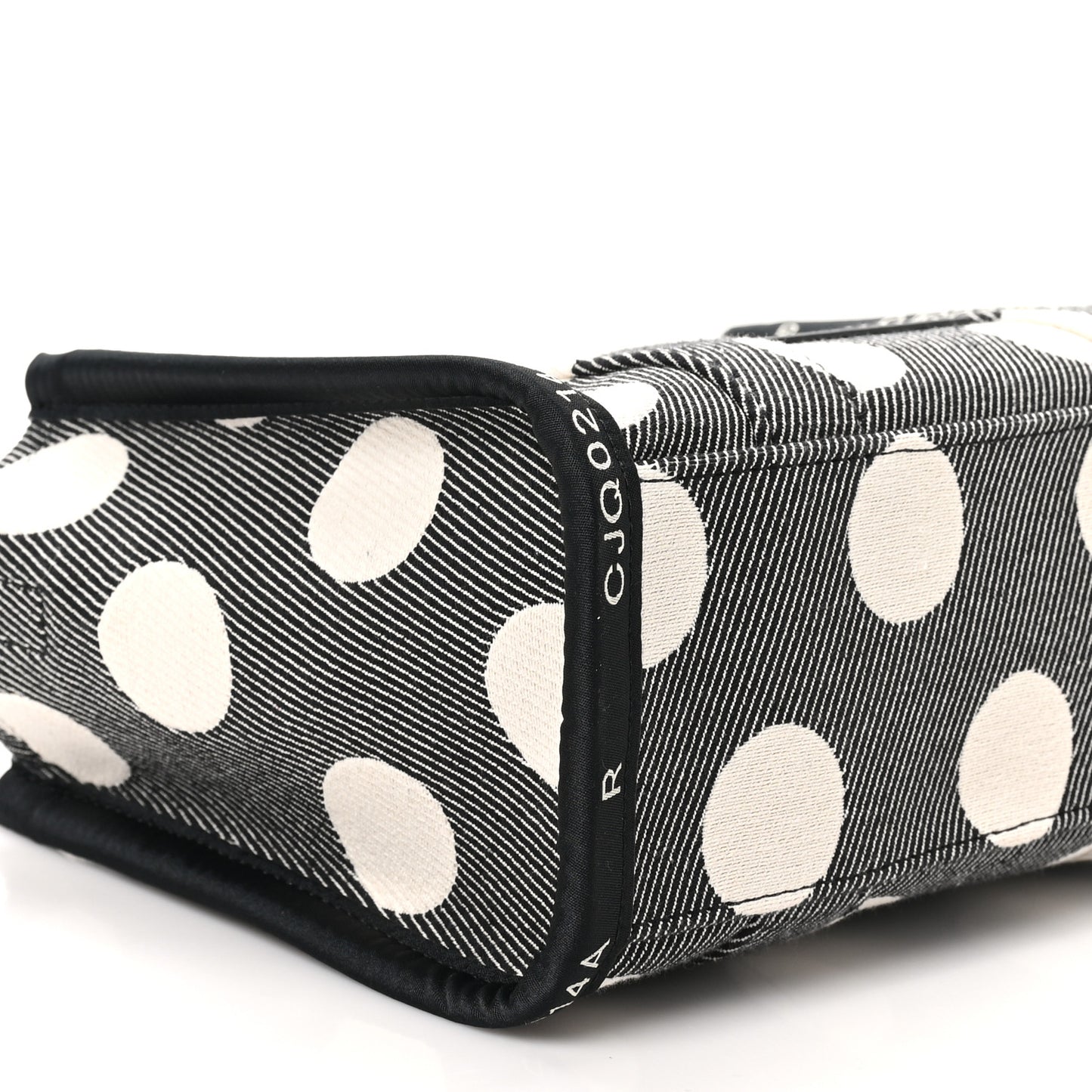 Cotton Canvas Polka Dot Small The Jacquard Tote Bag Black Ivory