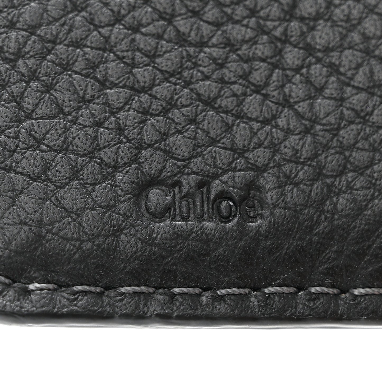 Grained Calfskin Marcie Square Wallet Black
