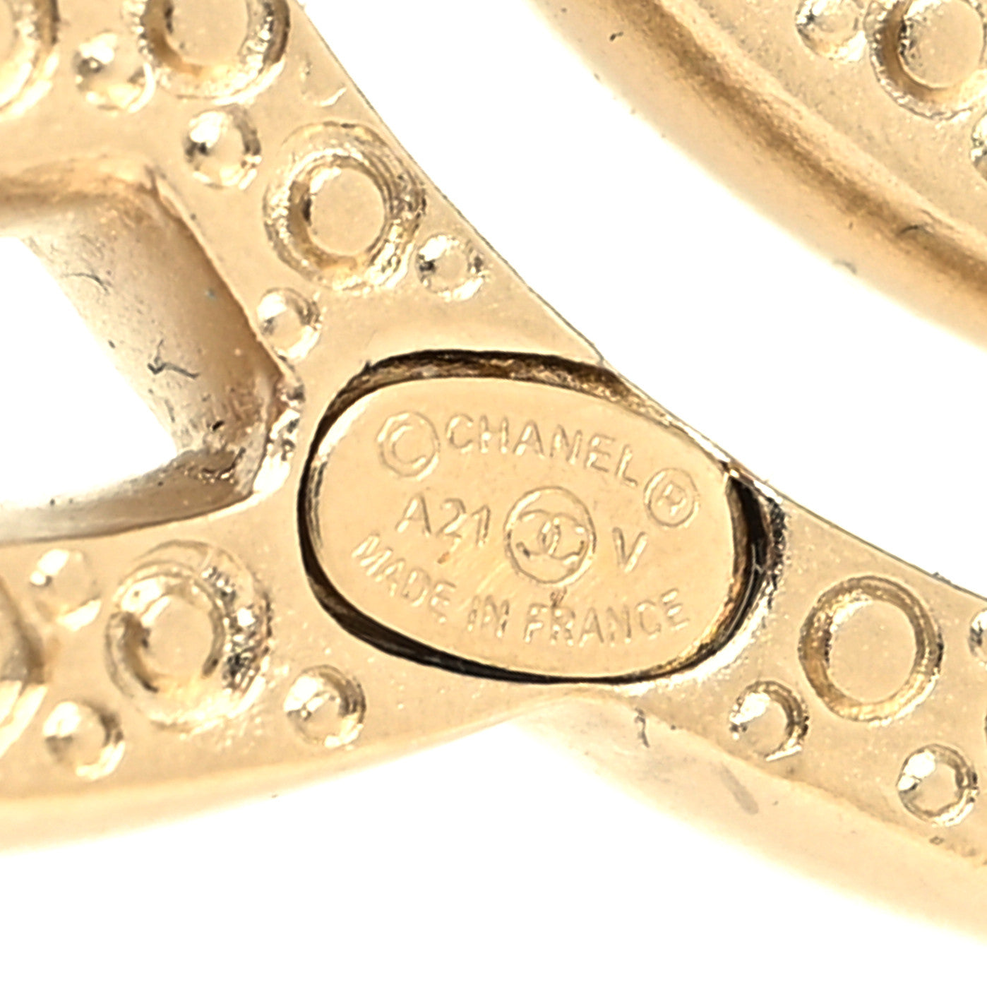 Chanel Crystal CC Brooch Light Gold 4 of 4