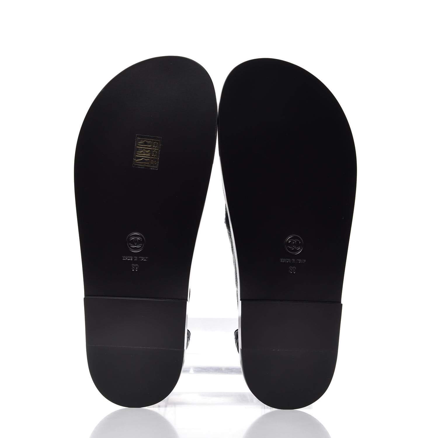 Chanel Grained Calfskin Velcro Dad Sandals 39 Black 5 of 10